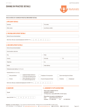 Change in Practice Details Notice
