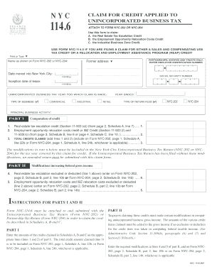 NYC Unincorporated Business Tax Credit Claim Form