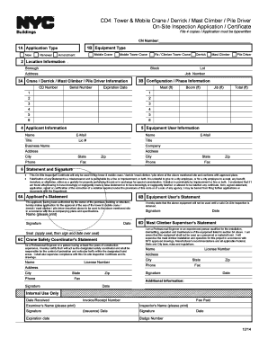 NYC On-Site Inspection Application for Tower & Mobile Crane