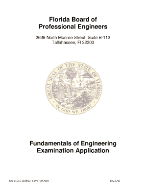 Florida Fundamentals of Engineering Exam Application