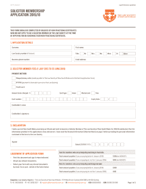 Solicitor Membership Application Form 2015/16