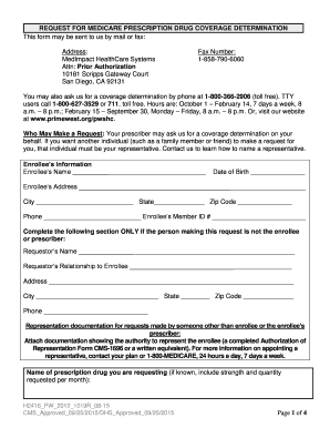 Medicare Prescription Drug Coverage Determination Form