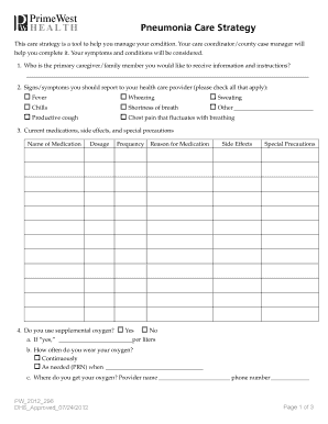 Pneumonia Care Strategy Form