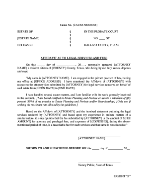 Affidavit of Legal Services and Fees
