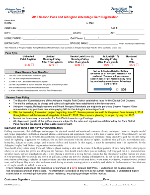 2015 Season Pass Registration Form