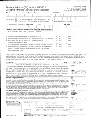Seasonal Influenza Vaccine Consent Form