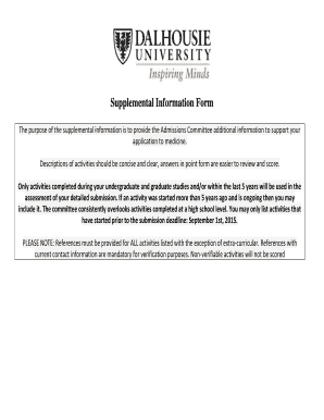 Supplemental Information Form for Medicine Application