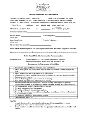 Textbook Issue Form and Consequences