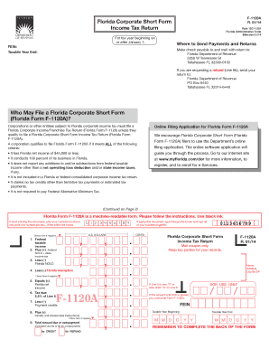 Florida Corporate Short Form Income Tax Return