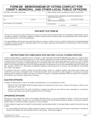 Florida Voting Conflict Disclosure Form 8B
