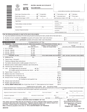 NYC Hotel Room Occupancy Tax Return