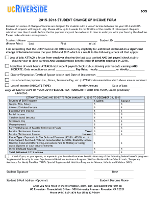 2015-2016 Student Change of Income Form