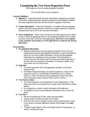 Tree Farm Inspection Form