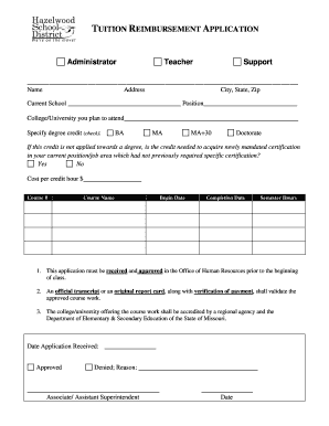 Tuition Reimbursement Application