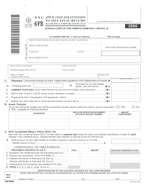 NYC Application for Extension to File Final Return