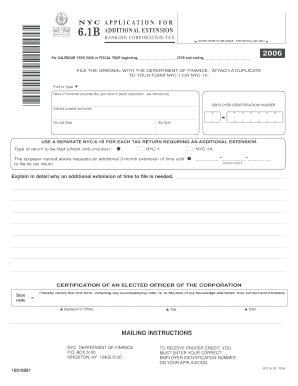 NYC Banking Corporation Tax Extension Application