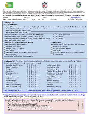 NFL Sideline Concussion Assessment Tool