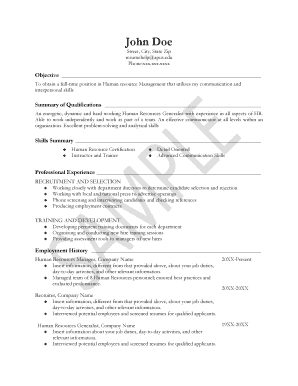Human Resources Resume Template