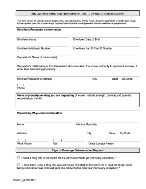 Medicare Prescription Drug Coverage Determination Form