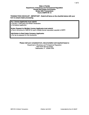 Florida Broker Transactions Form