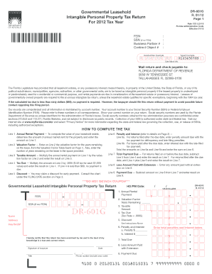 Florida DR-601G Governmental Leasehold Tax Return