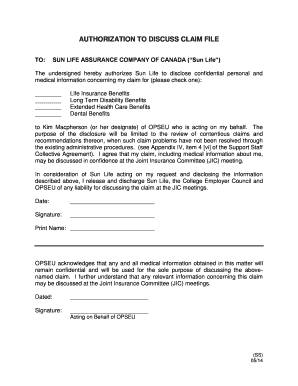 Authorization to Discuss Claim File