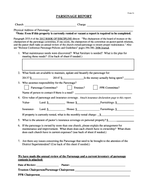 Parsonage Report Form 14