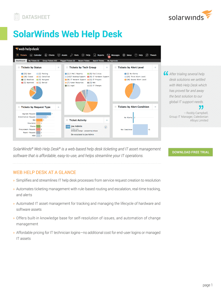 Fillable Online SolarWinds Web Help Desk Fax Email Print - pdfFiller