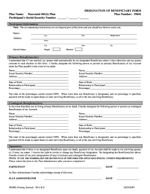 Designation of Beneficiary Form