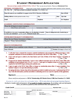 MTAC Student Membership Application
