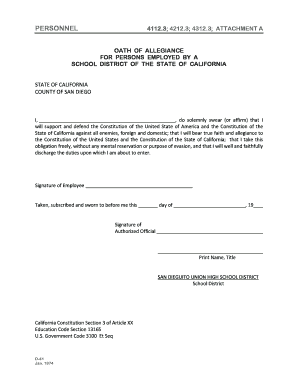 Oath of Allegiance for California School Employees