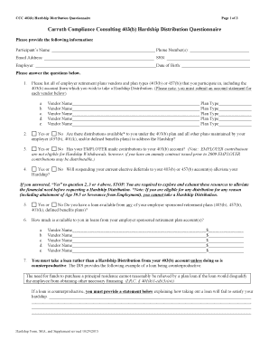 403(b) Hardship Distribution Questionnaire