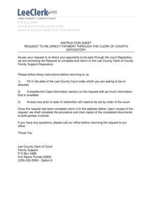 Request to Redirect Payment Through Court Depository