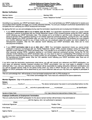 Florida Retirement System DROP Termination Notification
