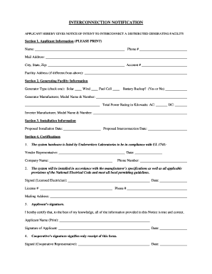 Interconnection Notification Form