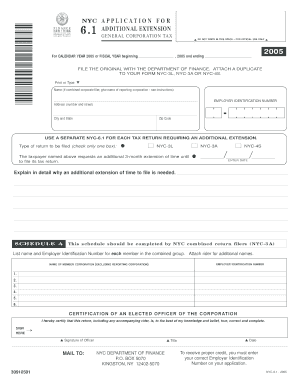 NYC General Corporation Tax Extension Application