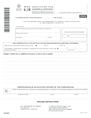 NYC Banking Corporation Tax Extension Application