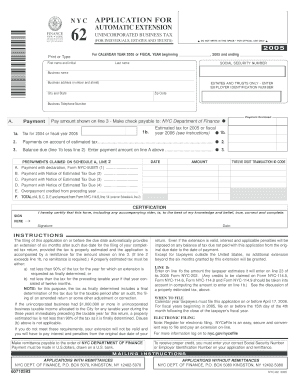 NYC Application for Automatic Extension Finance
