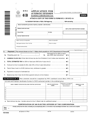 NYC Application for Automatic Extension of Time to File Tax Return