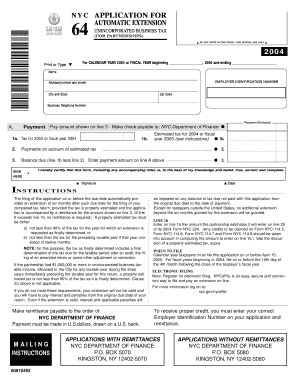 NYC Application for Automatic Extension Finance