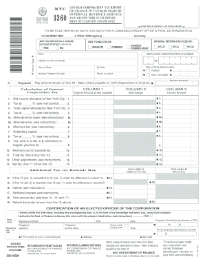 NYC General Corporation Tax Report
