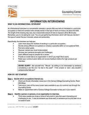 Counseling Center INFORMATION INTERVIEWING - century