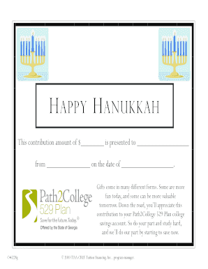Hanukkah College Savings Contribution Form