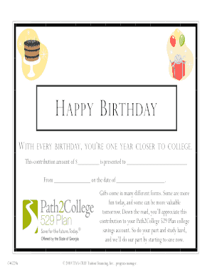 Birthday College Savings Contribution Form