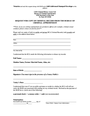 Request for Copy of Criminal Record