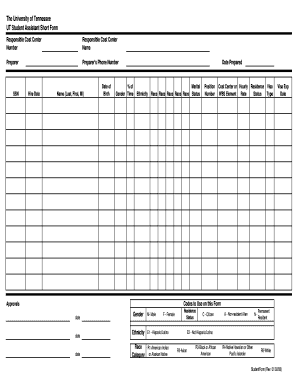 University of Tennessee Student Assistant Form