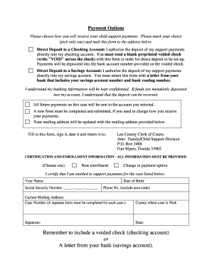 Child Support Payment Option Form