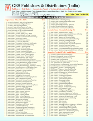 Indian Journal Order Form
