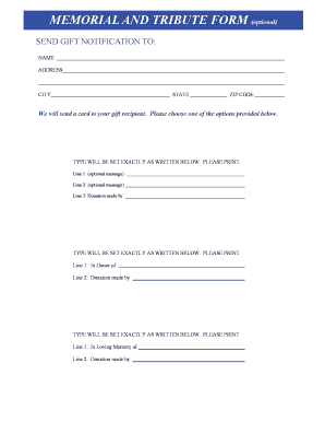 Memorial and Tribute Gift Notification Form