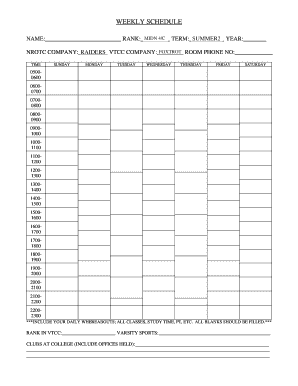 NROTC Weekly Schedule Form